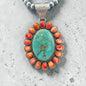 Cluster Pendant - Turquoise, Spiny Oyster and Sterling Silver