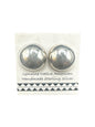 Small Flat Pearl Sterling Silver Stud Earrings - Handmade Native American