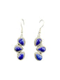 Cascading Teardrop Dangle Hook Earrings - Sterling Silver & Genuine Lapis - Artisan Collection