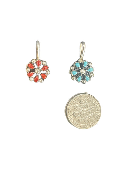 Small Zuni Needle/Inlay Charm - Genuine Gemstones &  Sterling Silver - Handmade Native American