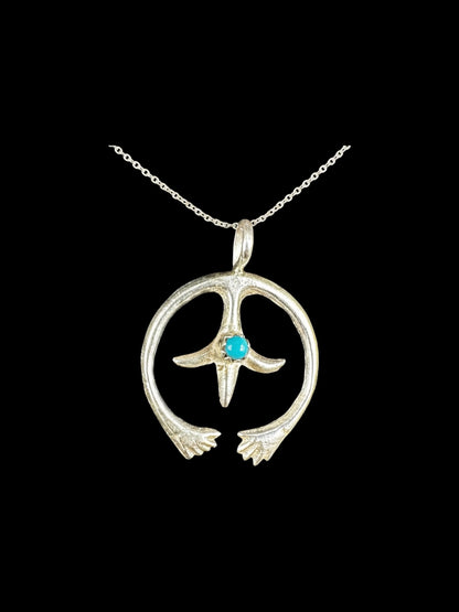 Small Naja Charm - Kingman Turquoise &  Sterling Silver - Handmade Artisan Collection
