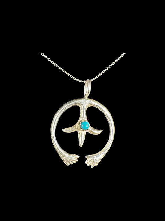 Small Naja Charm - Kingman Turquoise &  Sterling Silver - Handmade Artisan Collection
