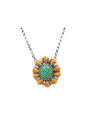 Geraldine James - Cluster Pendant w. Chain Necklace - Genuine Turquoise, Spiny Oyster & Sterling Silver - Handcrafted Native American