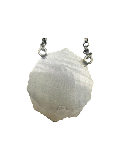 Geraldine James - Cluster Pendant w. Chain Necklace - Genuine Turquoise, Spiny Oyster & Sterling Silver - Handcrafted Native American