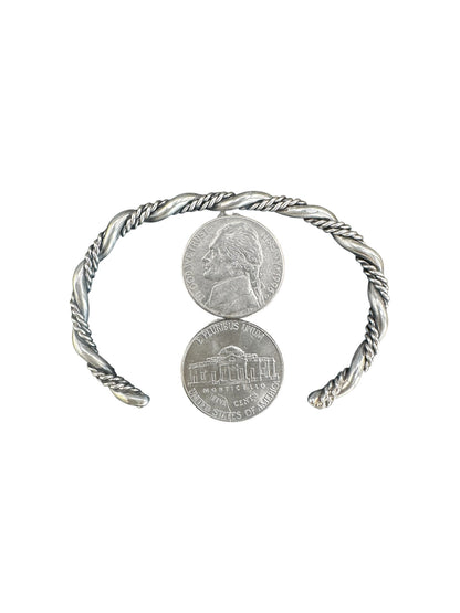 Twisted Slim Stacker Cuff Bracelet – Sterling Silver -  Native American Handmade