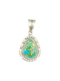 Steve Yellowhorse Teardrop Pendant – Genuine Turquoise and Sterling Silver - Handmade Native American
