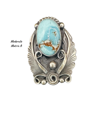 Jimmy Lee - Medium Adjustable Cabochon Ring - Sterling Silver & Golden Hills Turquoise - Handmade Native American