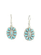 Small Zuni Inlay Cluster Dangle Earrings – Sterling Silver & Genuine Turquoise -  Authentic Native American Handmade – Marcella James