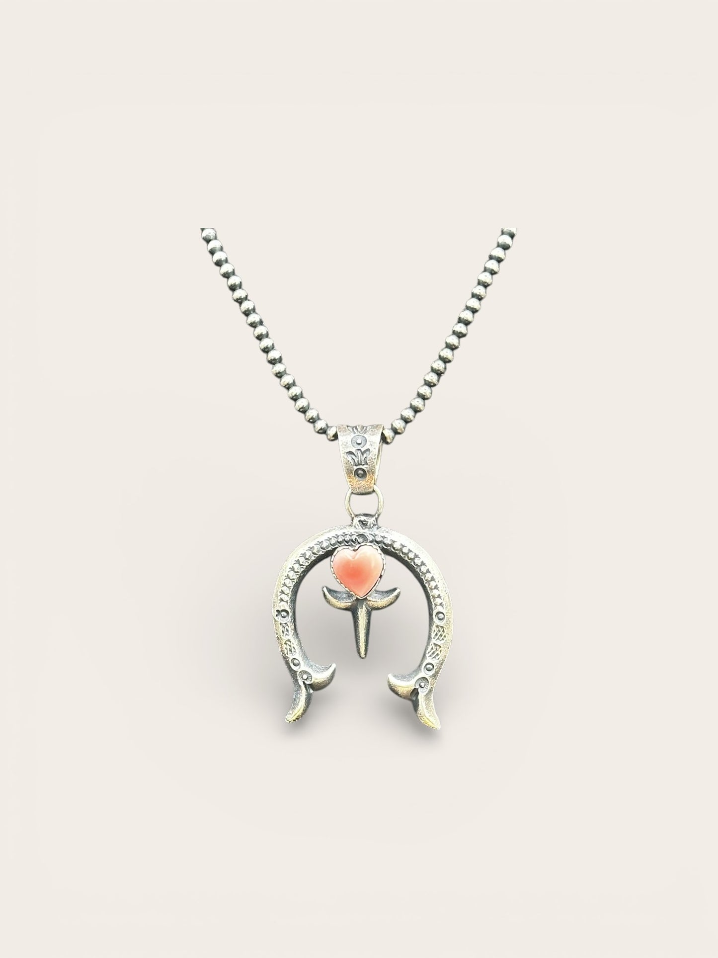 El Billah - Naja Pendant - Pink Conch Shell &  Sterling Silver - Handmade Native American