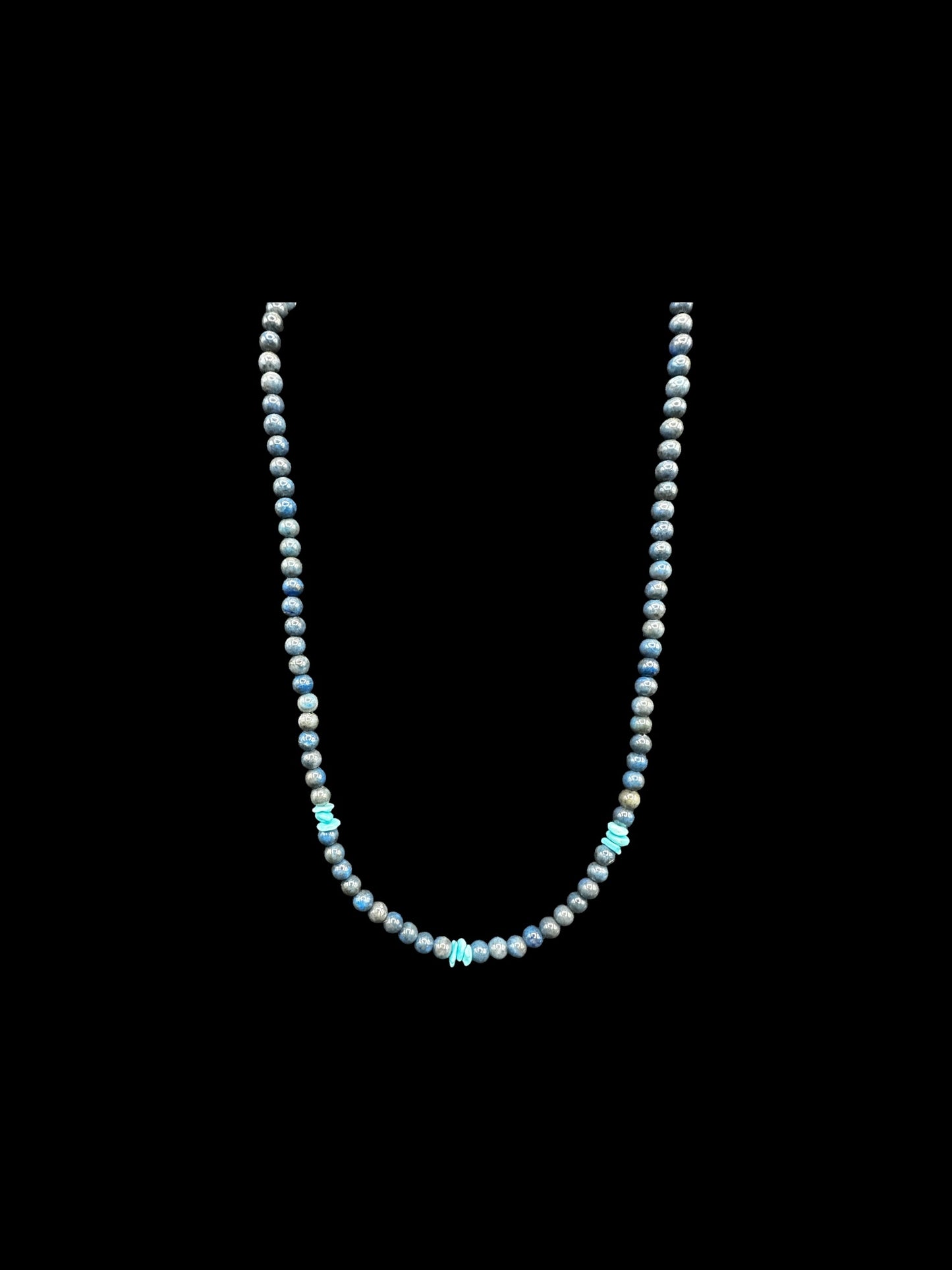 4MM Pearl Necklace - Genuine Lapis with Turquoise Nuggets - Hand Strung Artisan Collection