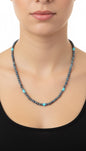 4MM Pearl Necklace - Genuine Lapis with Turquoise Nuggets - Hand Strung Artisan Collection