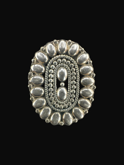 Sterling Silver Adjustable Concho Ring - Ready Made