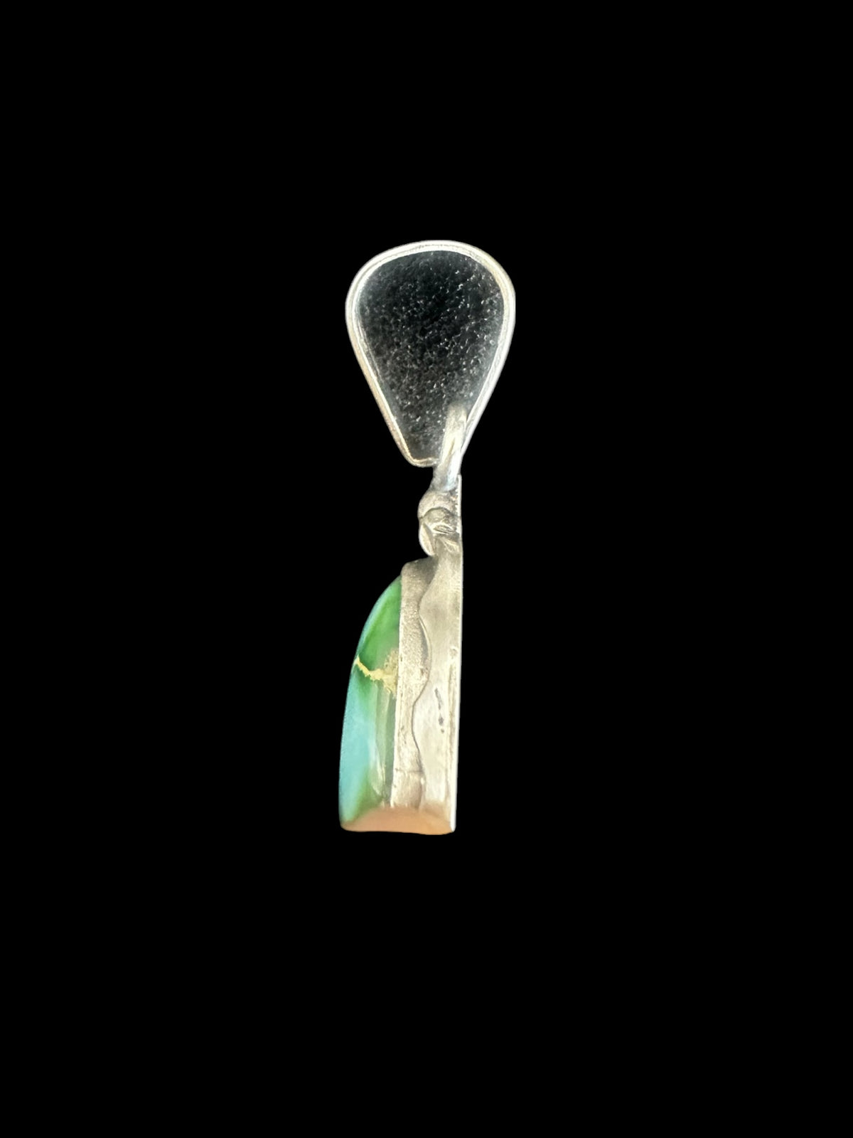 Steve Yellowhorse Teardrop Pendant – Genuine Turquoise and Sterling Silver - Handmade Native American (B)