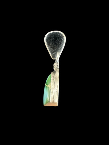 Steve Yellowhorse Teardrop Pendant – Genuine Turquoise and Sterling Silver - Handmade Native American (B)