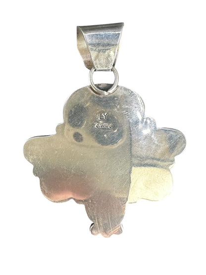 Larry Yazzie - Large Half Cluster Pendant – Genuine Spiny Oyster and Sterling Silver - Handmade Native American