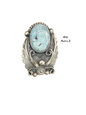 Jimmy Lee - Medium Adjustable Cabochon Ring - Sterling Silver & Golden Hills Turquoise - Handmade Native American