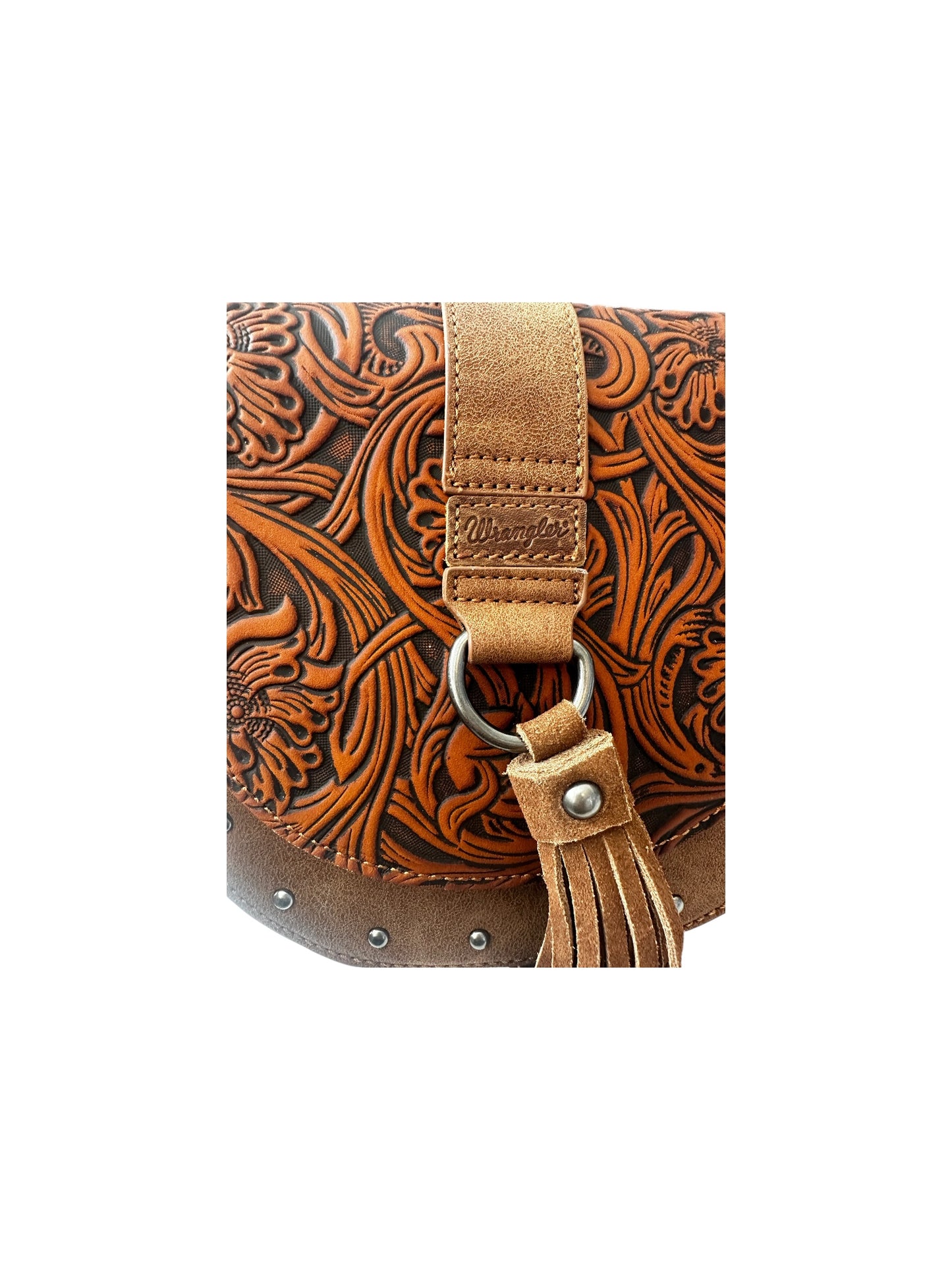Montana West - Wrangler Women's Tooled Saddle Crossbody Handbag/Purse