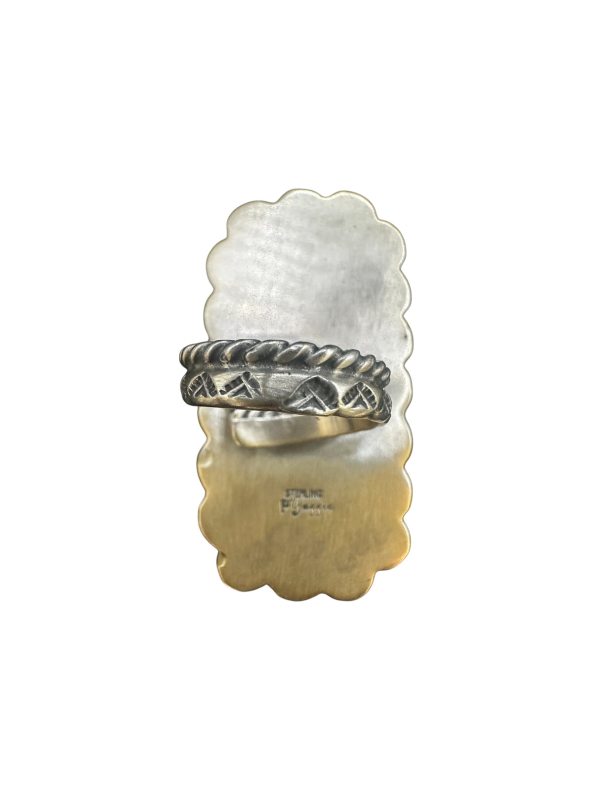 Patricia Yazzie - Statement Crawler Cabochon Ring - Sterling Silver & Genuine Turquoise - Handmade Native American