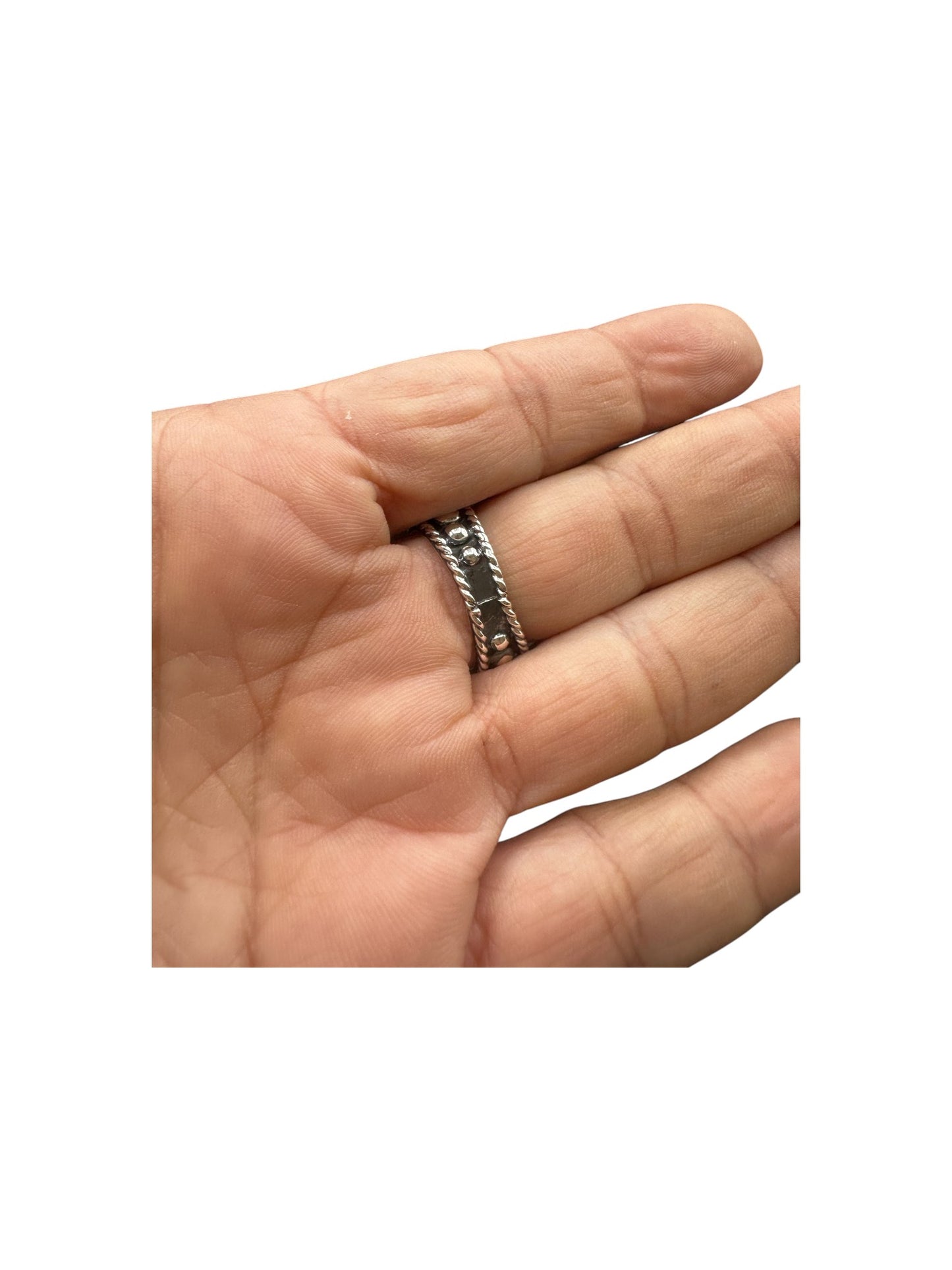 Sterling Silver Flat Pearl Ring - Graduated Band - Artisan Collection