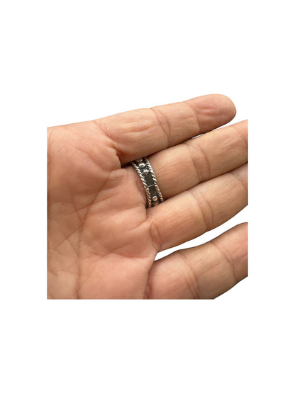 Sterling Silver Flat Pearl Ring - Graduated Band - Artisan Collection