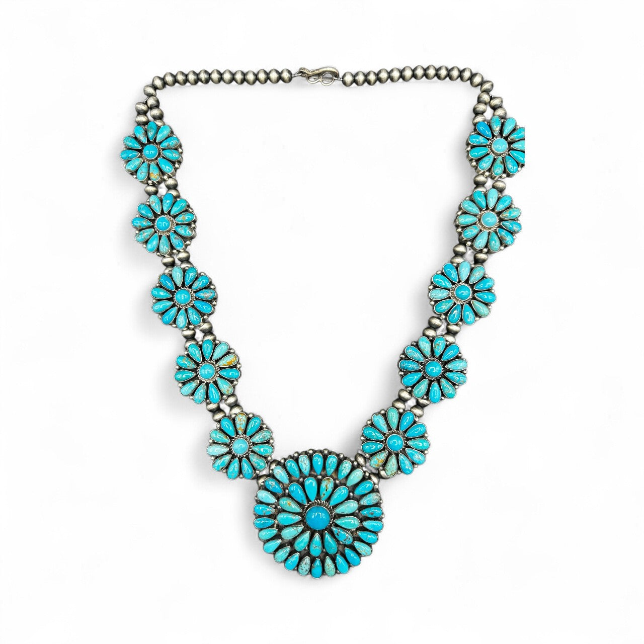 Squash Blossom –  Kingman Turquoise and Sterling Silver – Panzy Johnson - Handcrafted Native American