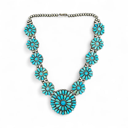 Squash Blossom –  Kingman Turquoise and Sterling Silver – Panzy Johnson - Handcrafted Native American
