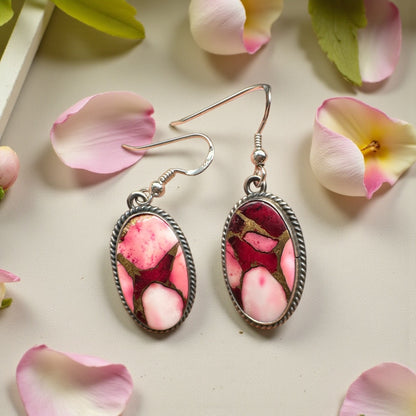 Byron Begay - Dahlia Rose and Sterling Silver Earrings - Handmade Native American