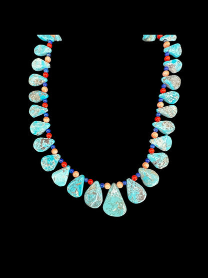 Susan Deal - Multi Bead Necklace – Genuine Turquoise & Coral  - Handmade Native American
