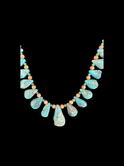Susan Deal - Multi Bead Necklace – Genuine Turquoise & Coral  - Handmade Native American