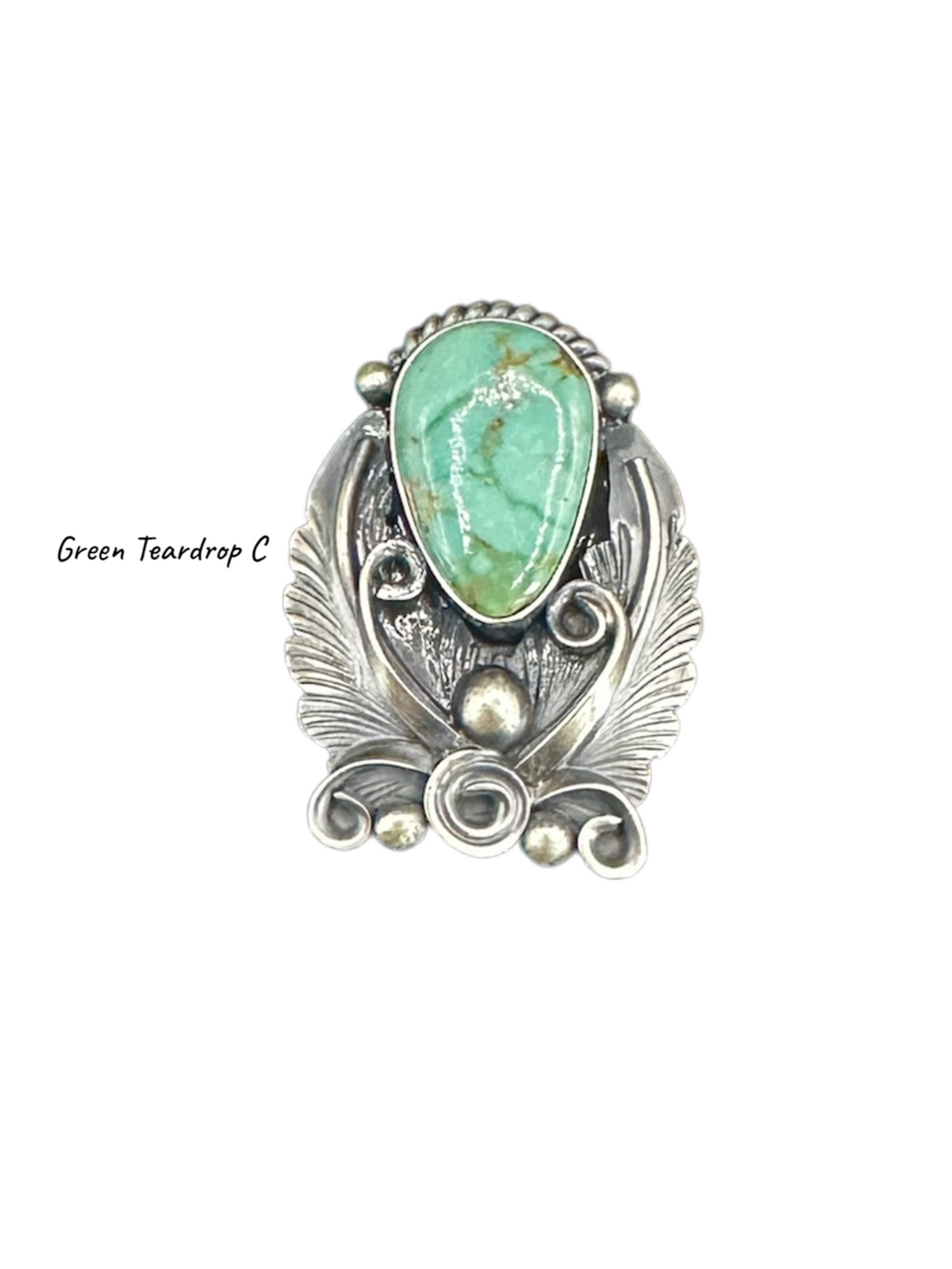 Jimmy Lee - Medium Adjustable Cabochon Ring - Sterling Silver & Sonoran Turquoise - Handmade Native American