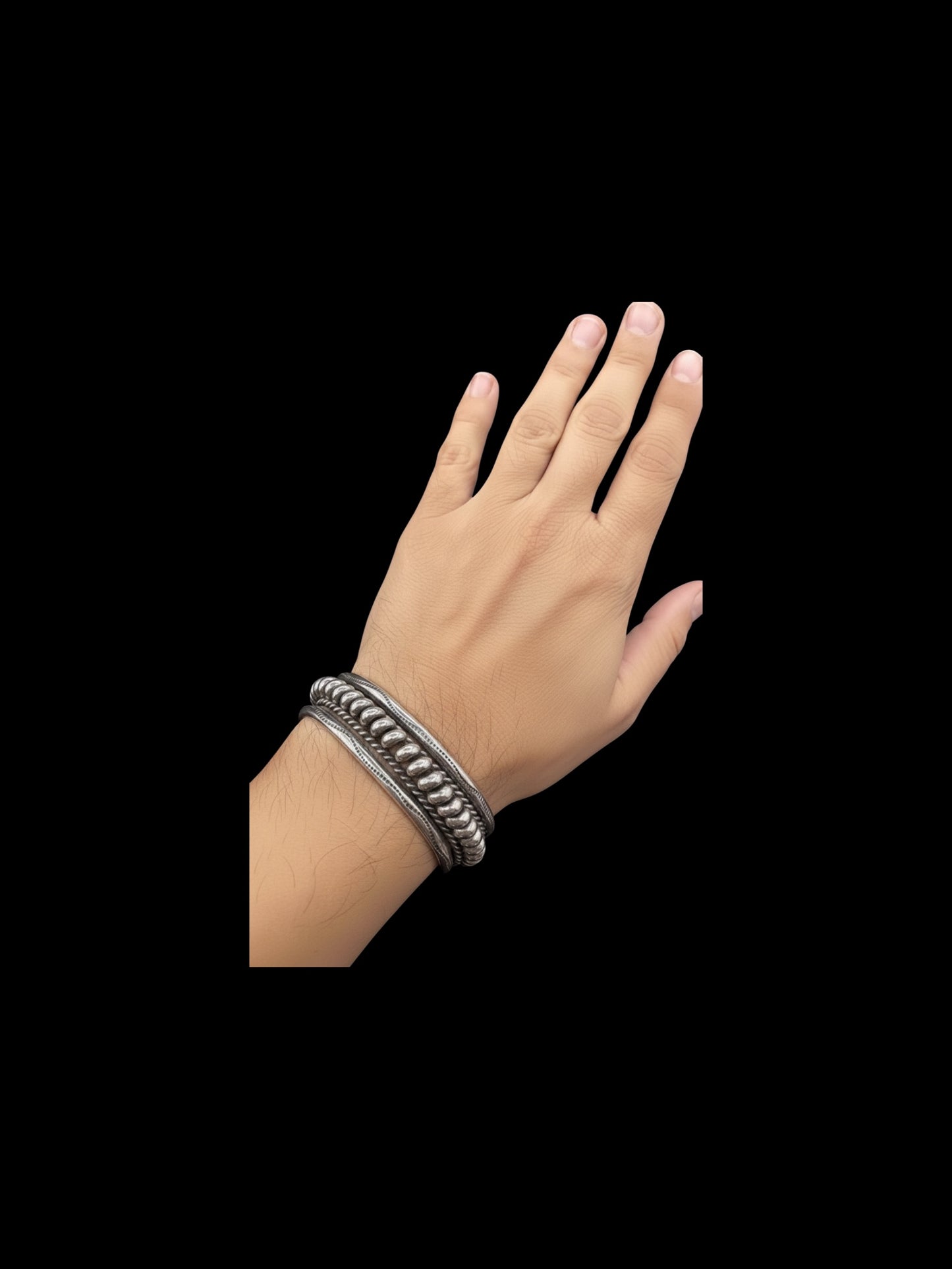 Sterling Silver Wide Spiral Bracelet - Handcrafted Native American - Michael Tahe