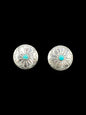 Medium Concho Earrings - Sterling Silver and Genuine Turquoise - Handmade Anglo Artisan Collection