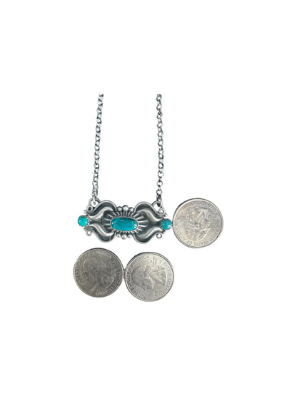 Leroy James - Bar Necklace – Genuine Turquoise & Sterling Silver - Handmade Native American