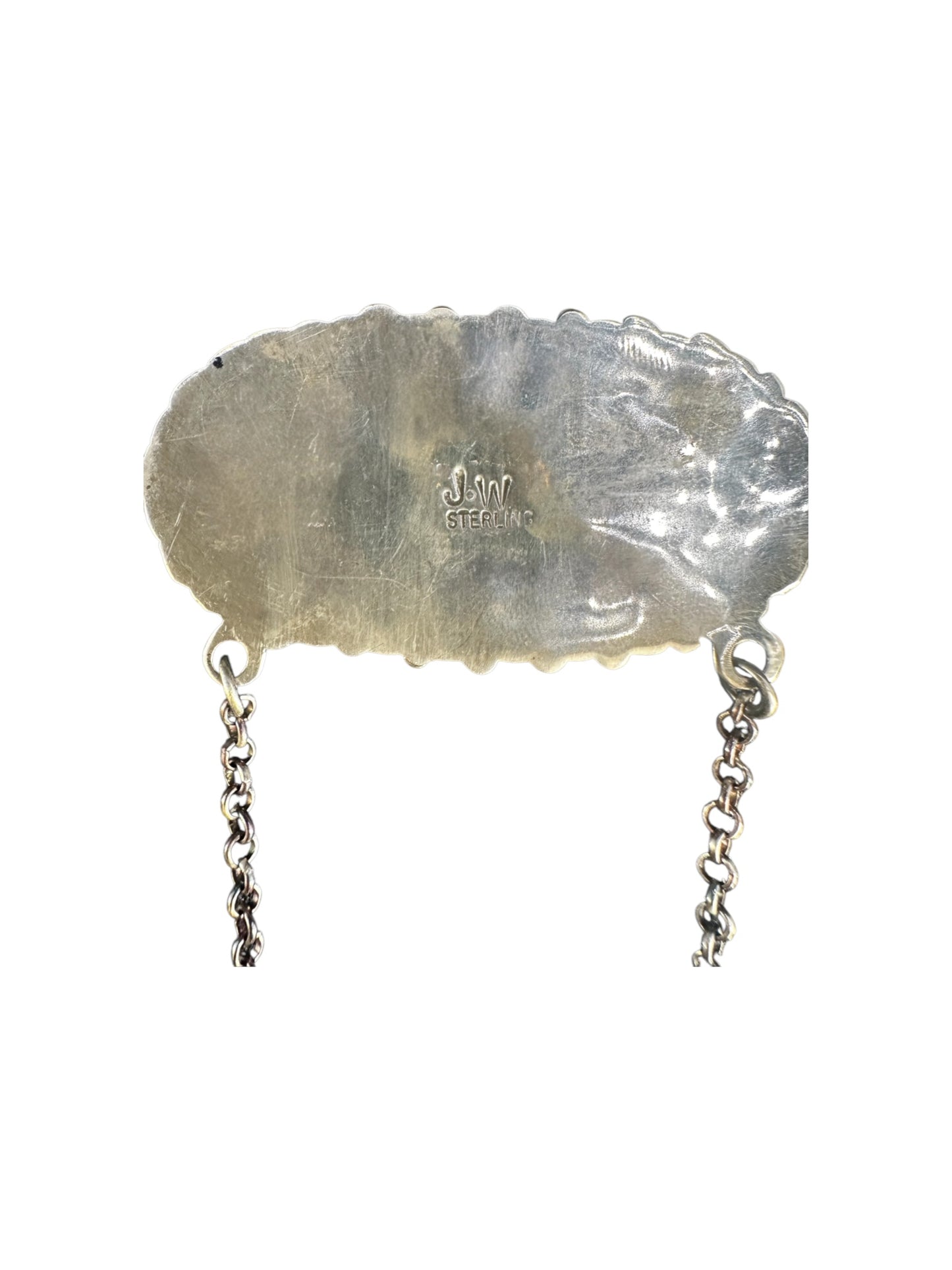 Justin Wilson - Zuni Bar Pendant w. Chain Necklace - Genuine Turquoise & Sterling Silver - Handcrafted Native American