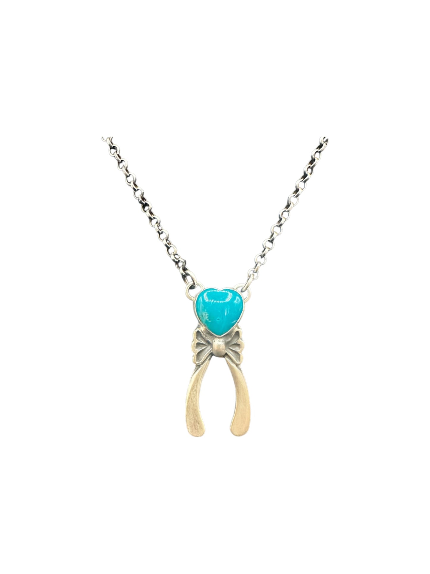 Toadlena Heart Pendant & Necklace - Genuine Turquoise & Sterling Silver - Handmade Native American