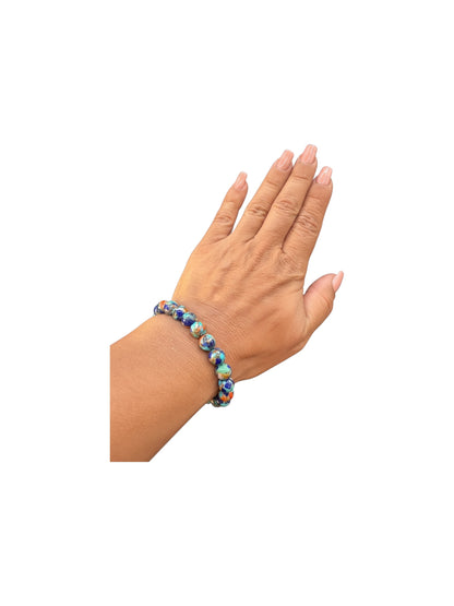 8MM - Pressed Genuine Turquoise, Lapis, Spiny Oyster Beads – Stretch Bracelet Artisan Collection