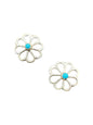 Floral Zuni Stud Earrings - Sterling Silver & Genuine Turquoise - Artisan Collection