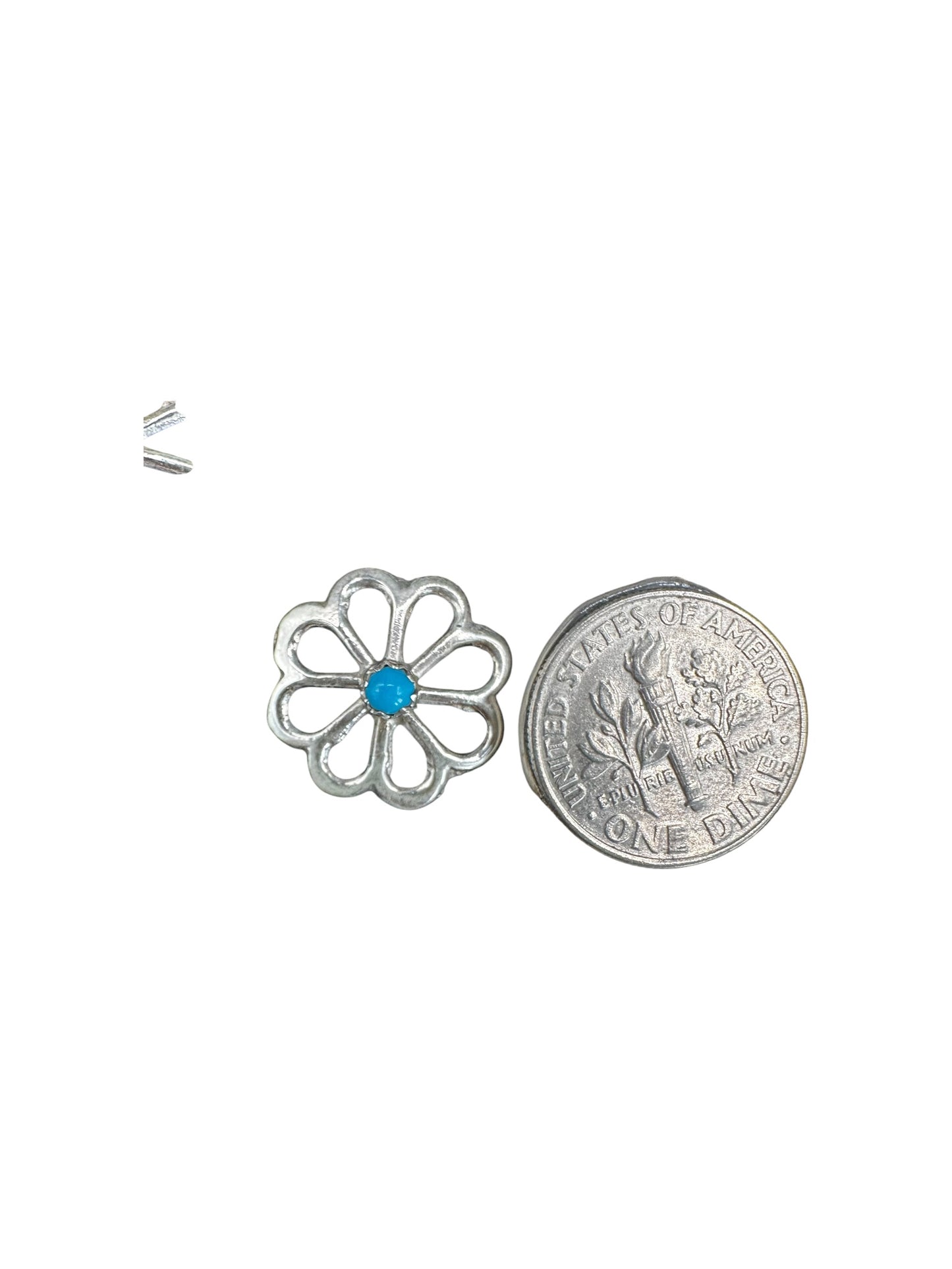 Floral Zuni Stud Earrings - Sterling Silver & Genuine Turquoise - Artisan Collection