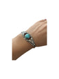 Genuine Turquoise Cabochon Cuff Bracelet - Handcrafted Anglo American