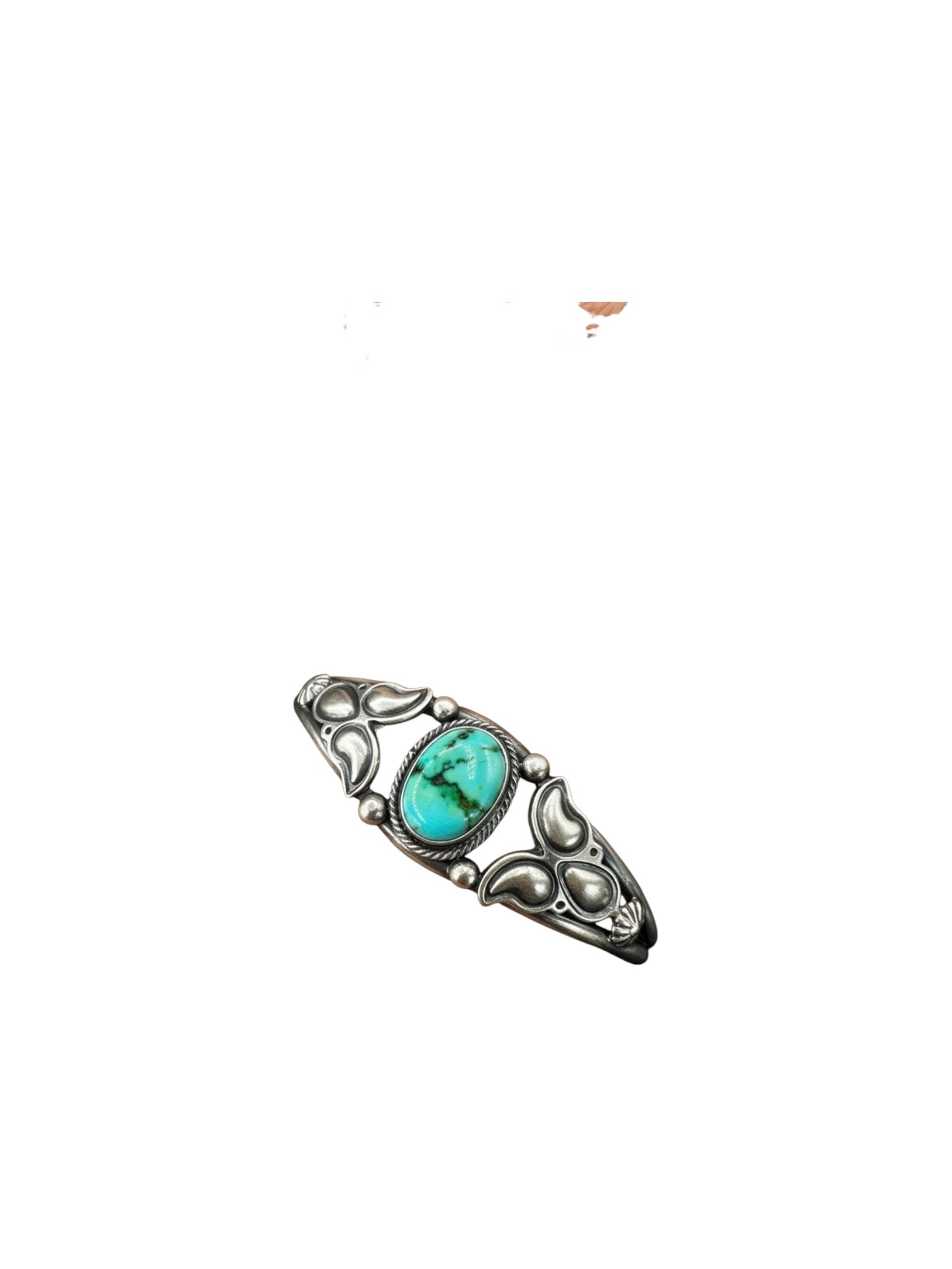 Genuine Turquoise Cabochon Cuff Bracelet - Handcrafted Anglo American