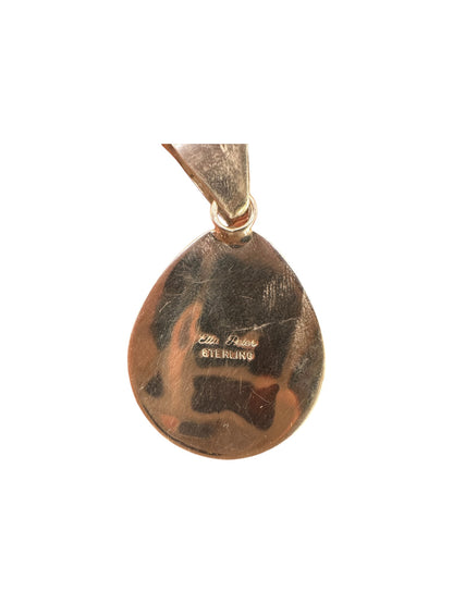Ella Peter - Medium Teardrop Cabochon Pendant - Sterling Silver & Genuine Black Onyx - Handmade Native American