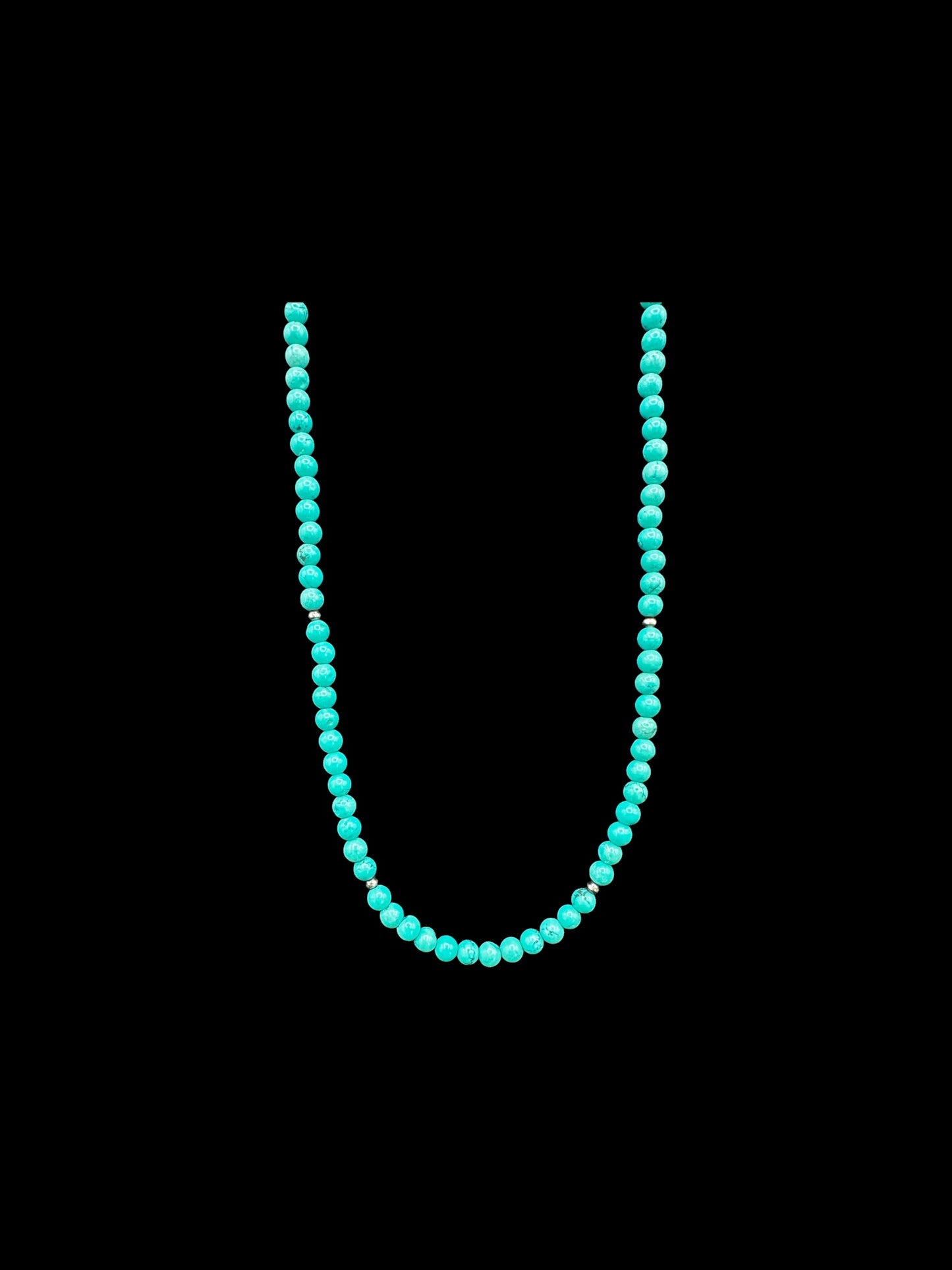 6MM Kingman Turquoise Pearl Necklace -  Hand Strung Artisan Collection
