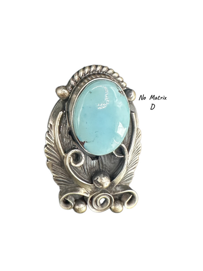 Jimmy Lee - Medium Adjustable Cabochon Ring - Sterling Silver & Golden Hills Turquoise - Handmade Native American
