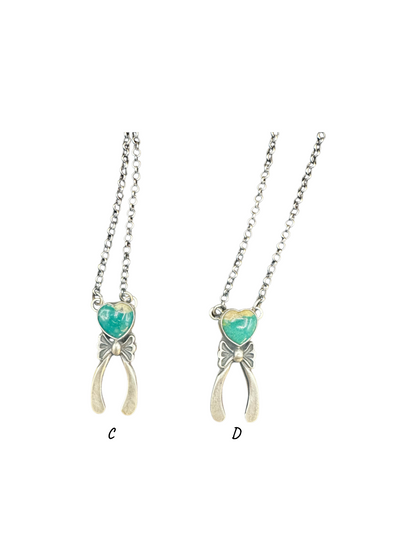 Toadlena Heart Pendant & Necklace - Genuine Turquoise & Sterling Silver - Handmade Native American