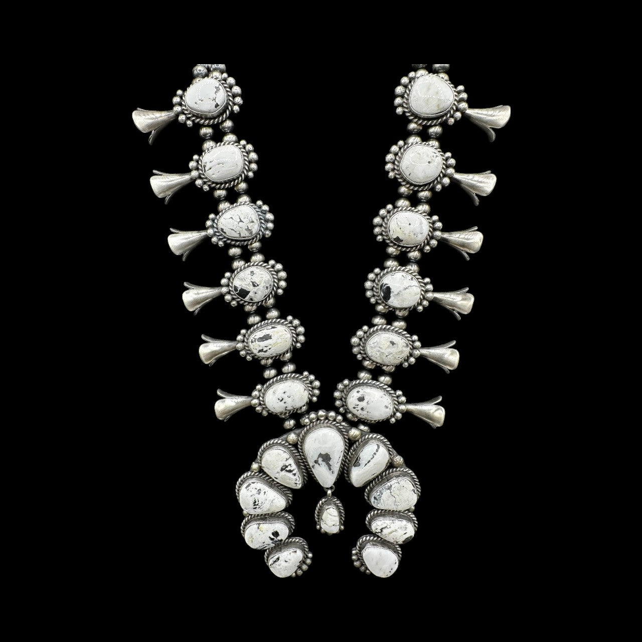 Squash Blossom – White Buffalo and Sterling Silver – Mary Ann Spencer - Handcrafted Native American