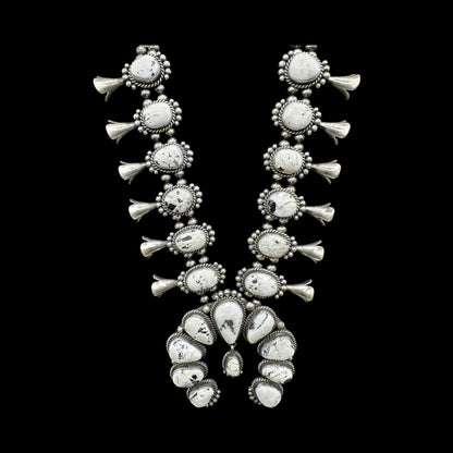Squash Blossom – White Buffalo and Sterling Silver – Mary Ann Spencer - Handcrafted Native American