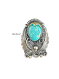 Jimmy Lee - Medium Adjustable Cabochon Ring - Sterling Silver & Sonoran Turquoise - Handmade Native American