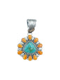 Geraldine James - Cluster Pendant - Genuine Turquoise, Spiny Oyster & Sterling Silver - Handcrafted Native American