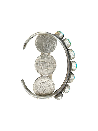 Tom Lewis - Multi Freeform Stone Cuff- Genuine Turquoise & Sterling Silver - Handcrafted Native American