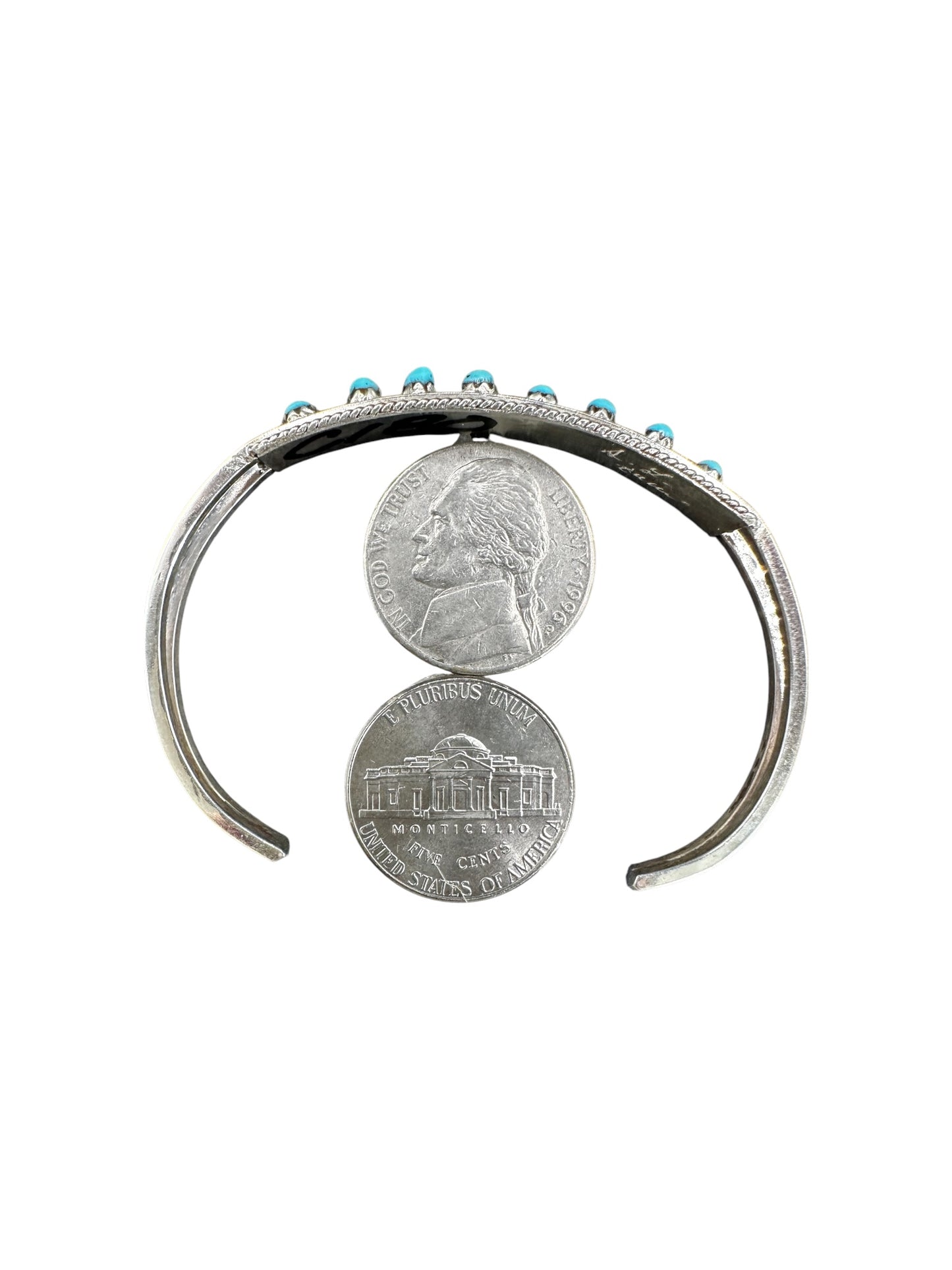 Susie Livingston - Multi Stone Slim Cuff Bracelet – Sterling Silver & Genuine Turquoise -  Native American Handmade